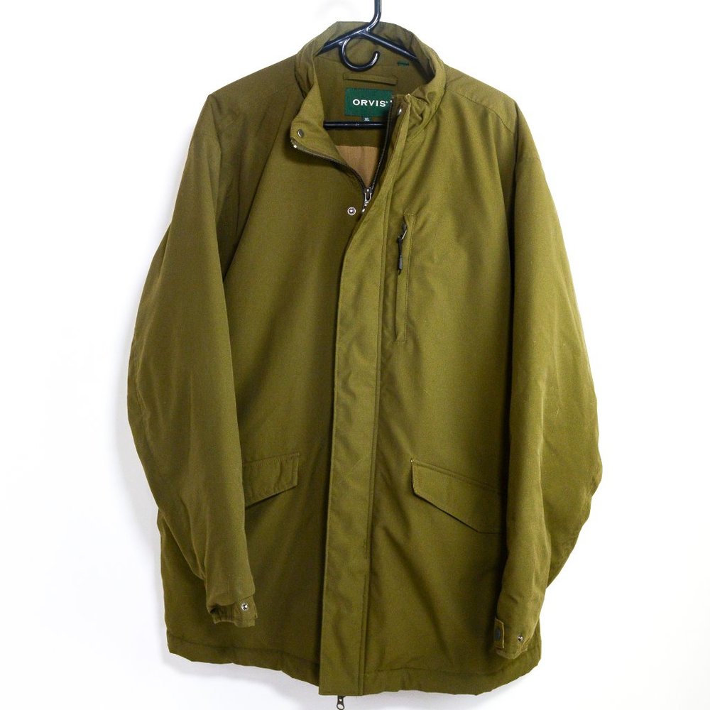 ORVIS military green parka with THERMOLITE insulation in EUC!